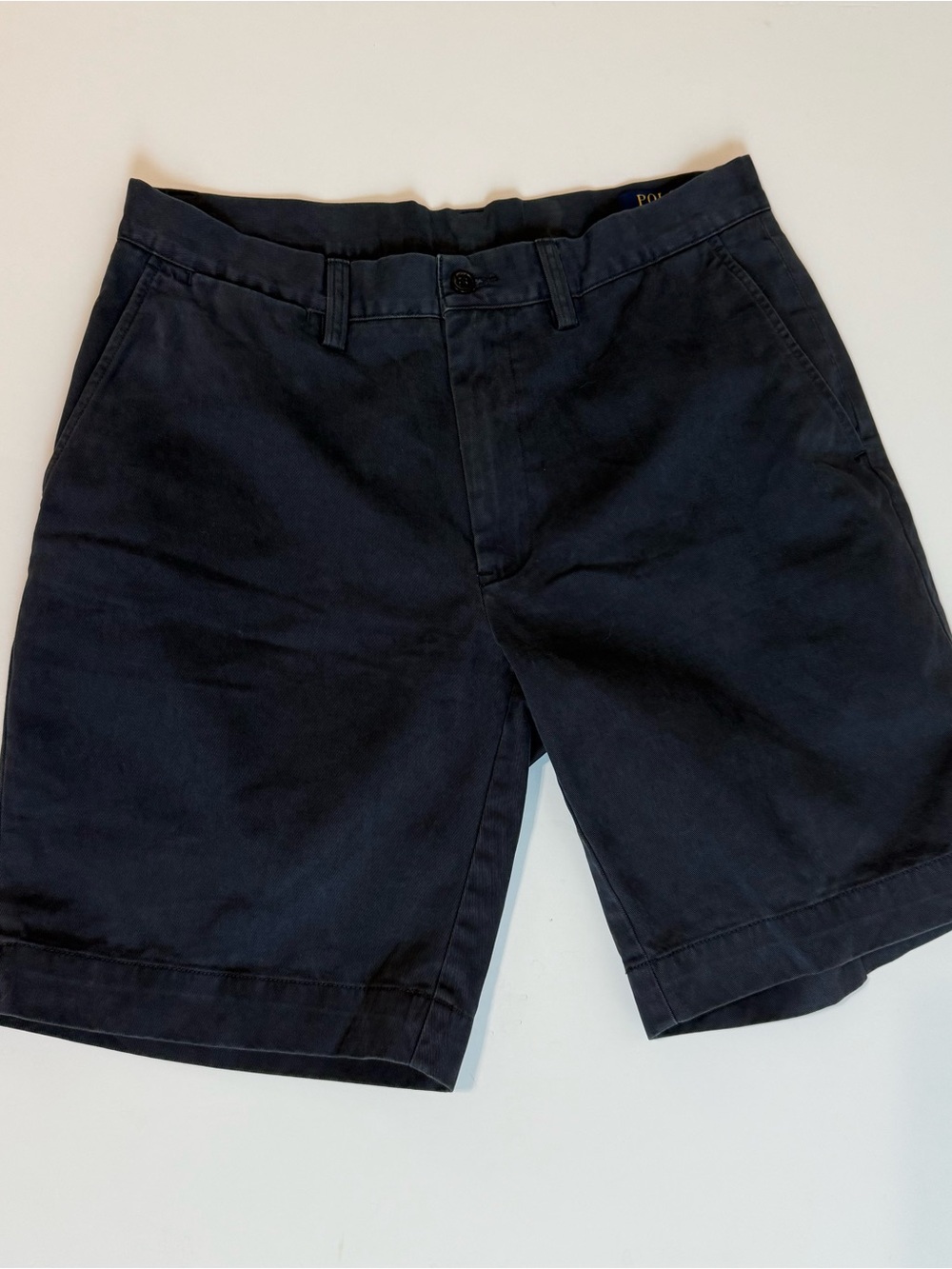 Ralph Lauren Navy Flat-Front Cotton Shorts